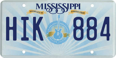 MS license plate HIK884
