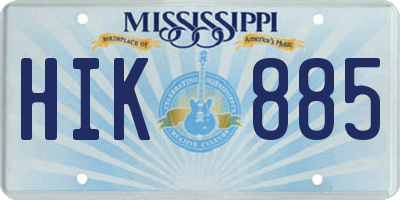 MS license plate HIK885