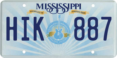 MS license plate HIK887