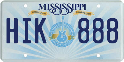 MS license plate HIK888