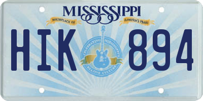 MS license plate HIK894