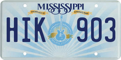 MS license plate HIK903