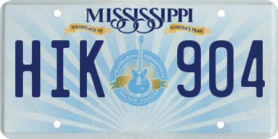 MS license plate HIK904