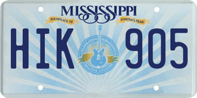 MS license plate HIK905