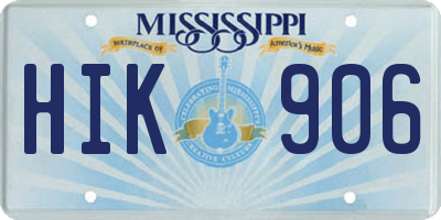 MS license plate HIK906