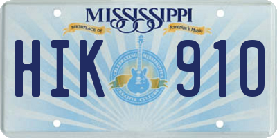 MS license plate HIK910