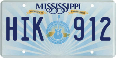 MS license plate HIK912
