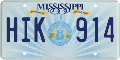 MS license plate HIK914