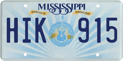 MS license plate HIK915