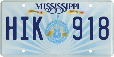 MS license plate HIK918