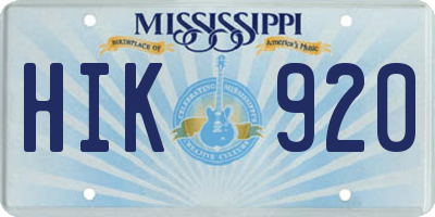 MS license plate HIK920