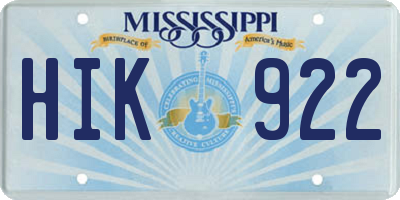MS license plate HIK922