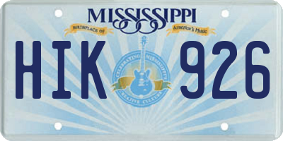 MS license plate HIK926
