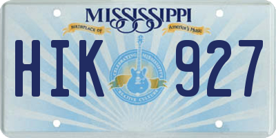 MS license plate HIK927