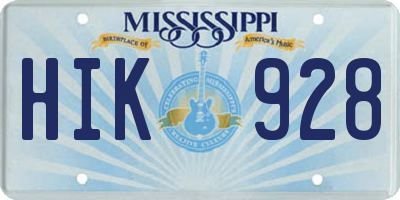 MS license plate HIK928