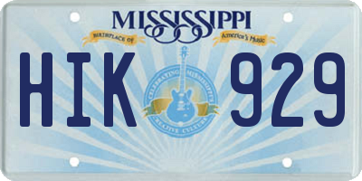 MS license plate HIK929