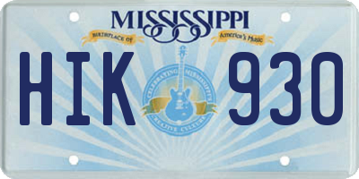 MS license plate HIK930
