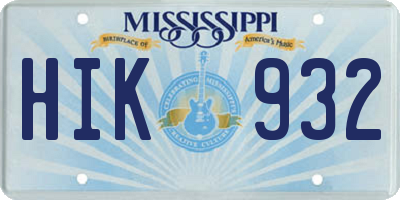 MS license plate HIK932