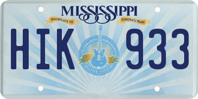 MS license plate HIK933