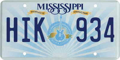 MS license plate HIK934