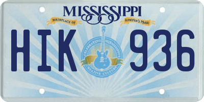 MS license plate HIK936