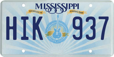 MS license plate HIK937