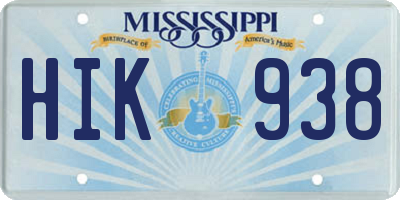 MS license plate HIK938