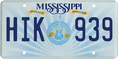 MS license plate HIK939