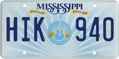 MS license plate HIK940
