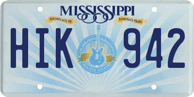 MS license plate HIK942
