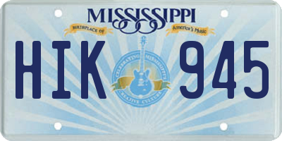MS license plate HIK945