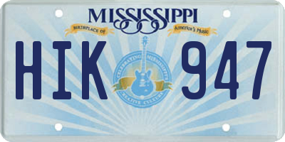 MS license plate HIK947