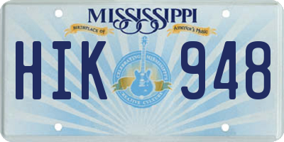 MS license plate HIK948