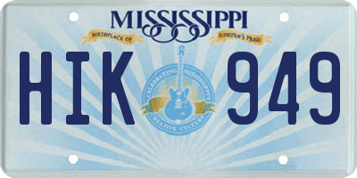 MS license plate HIK949