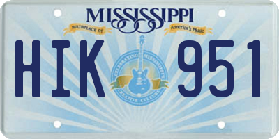 MS license plate HIK951
