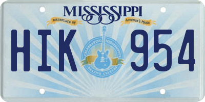 MS license plate HIK954