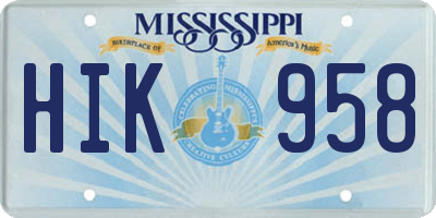 MS license plate HIK958
