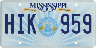MS license plate HIK959