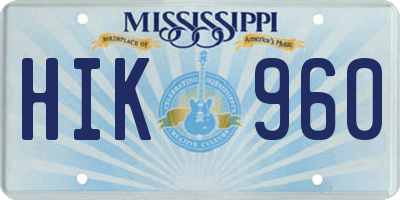 MS license plate HIK960