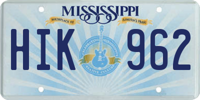MS license plate HIK962