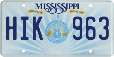 MS license plate HIK963