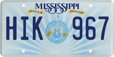 MS license plate HIK967