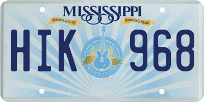 MS license plate HIK968