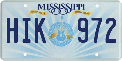 MS license plate HIK972