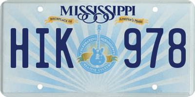 MS license plate HIK978
