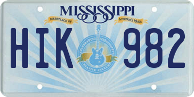 MS license plate HIK982