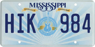 MS license plate HIK984