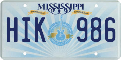 MS license plate HIK986