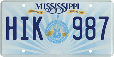 MS license plate HIK987
