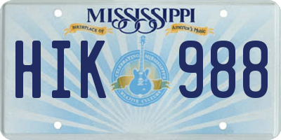 MS license plate HIK988